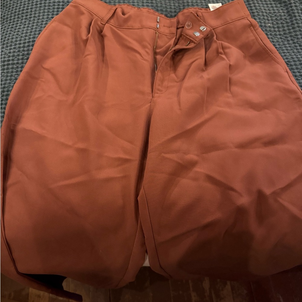 Abercrombie & Fitch Sloane Tailored Pant Wide Leg Brown (Rusty Orange) L -short